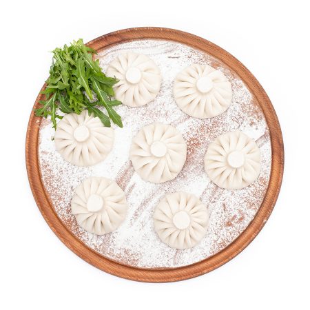 Khinkali with cottage cheese and greens